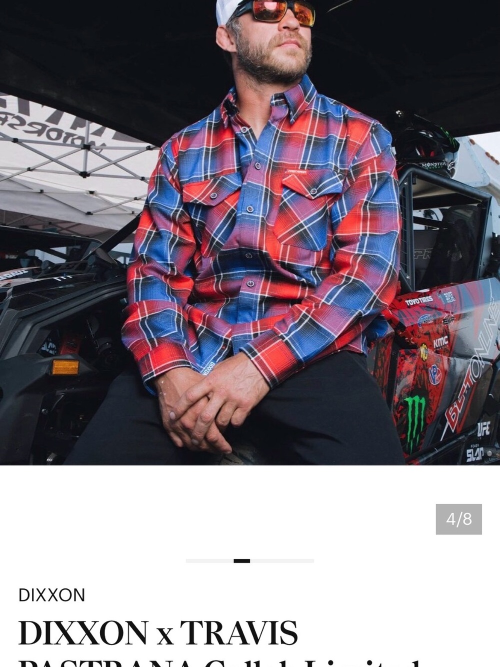 DIXXON Men's Red and Blue Plaid Button-Down Shirt - Picture 2 of 3